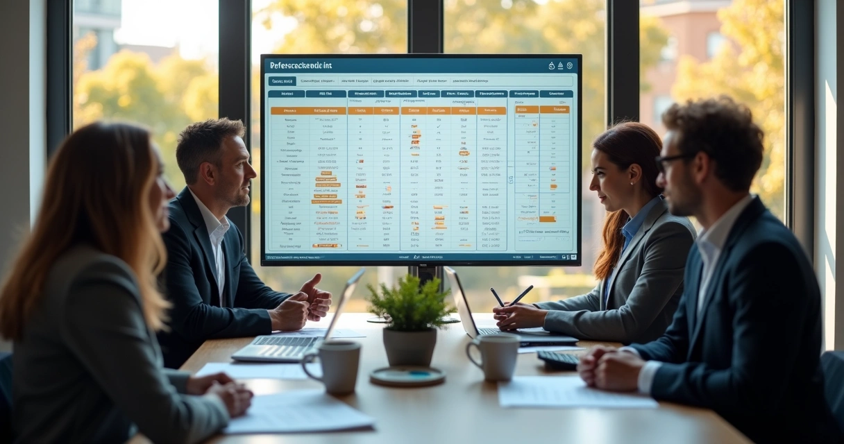 Painel digital mostrando consolidação de pedidos coletivos em uma rede de franquias