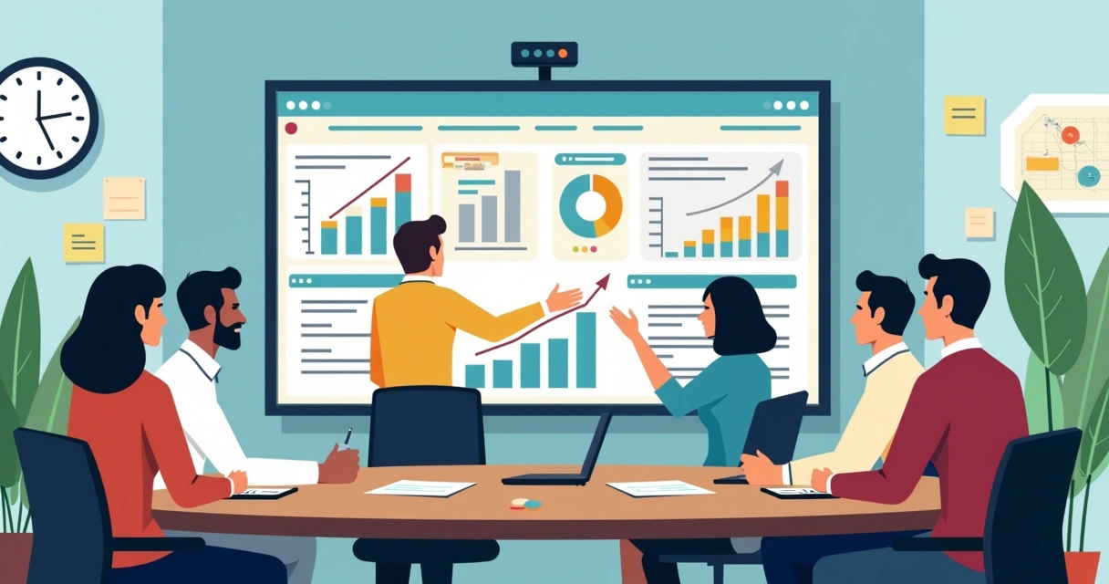 Equipe reunida em volta de tela mostrando centralização dos processos