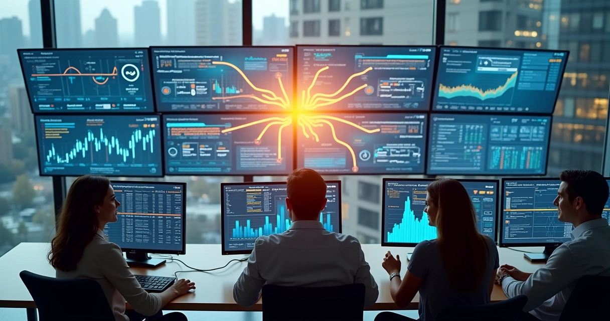 Business dashboard with connected data sources 