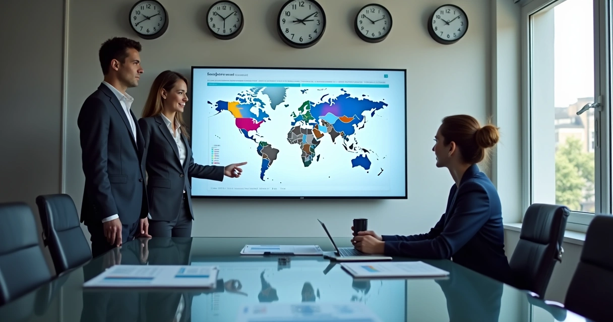 Centralized HR dashboard on screen with international employee data 