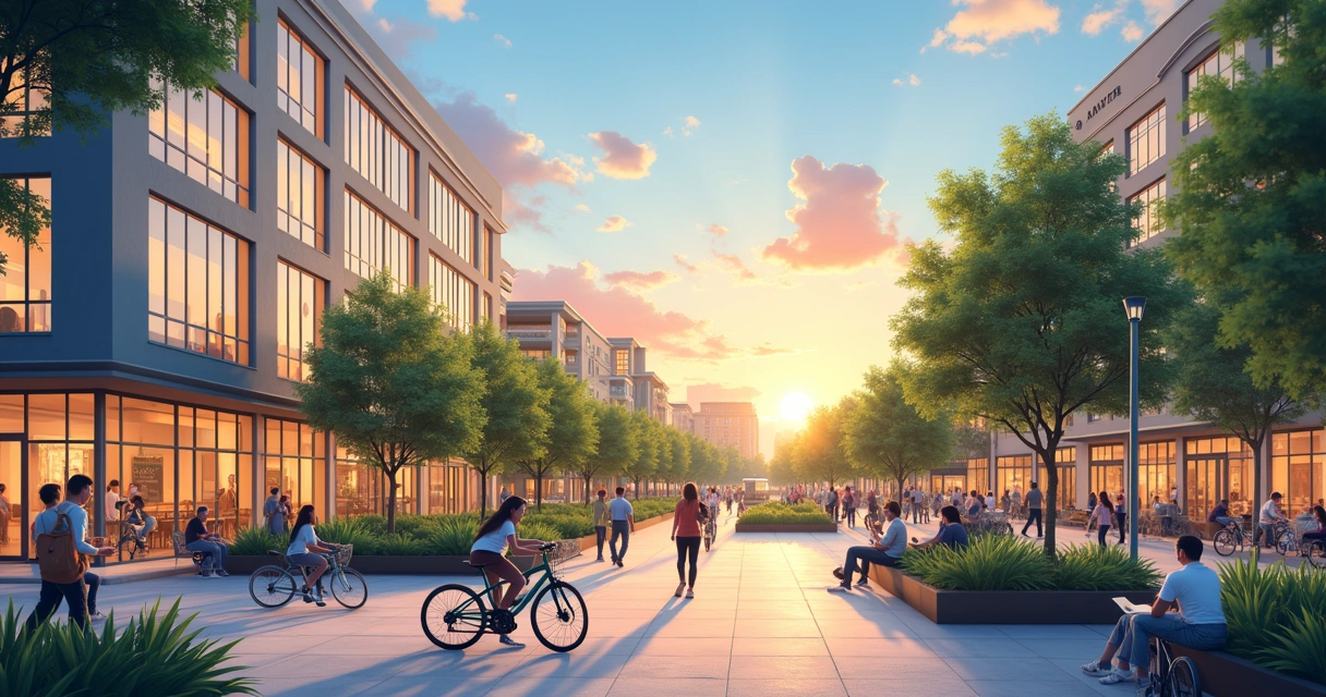 Modern commercial spaces in the Creative Village district in Orlando. 