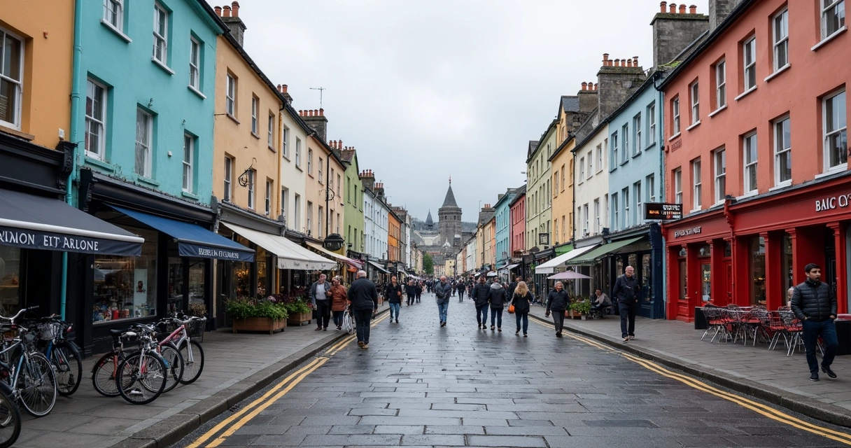 Centro movimentado de Cork na Irlanda 