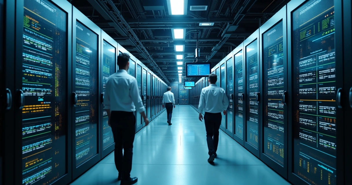 Visão panorâmica de servidores e data center focados em IA 