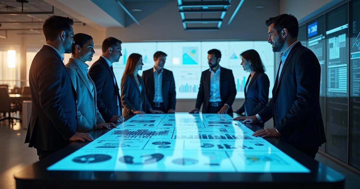 Equipe analisando dados em um ambiente centralizado de nuvem 