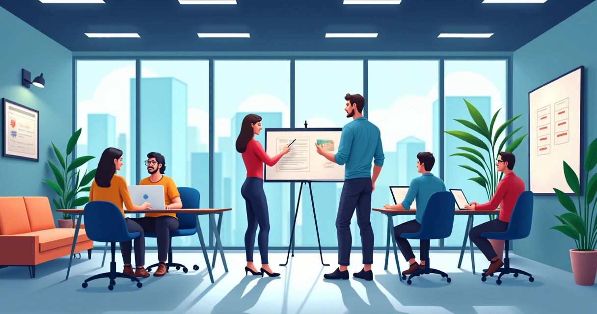 Espaço de trabalho inovador em Brickell, Miami, com pessoas colaborando 
