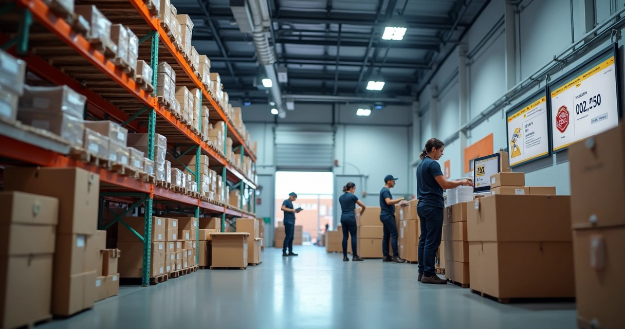 Centro de distribuição de e-commerce com separação de pedidos