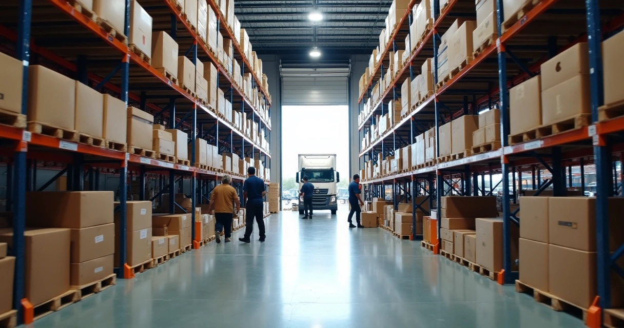 Centro de distribuição com produtos organizados 