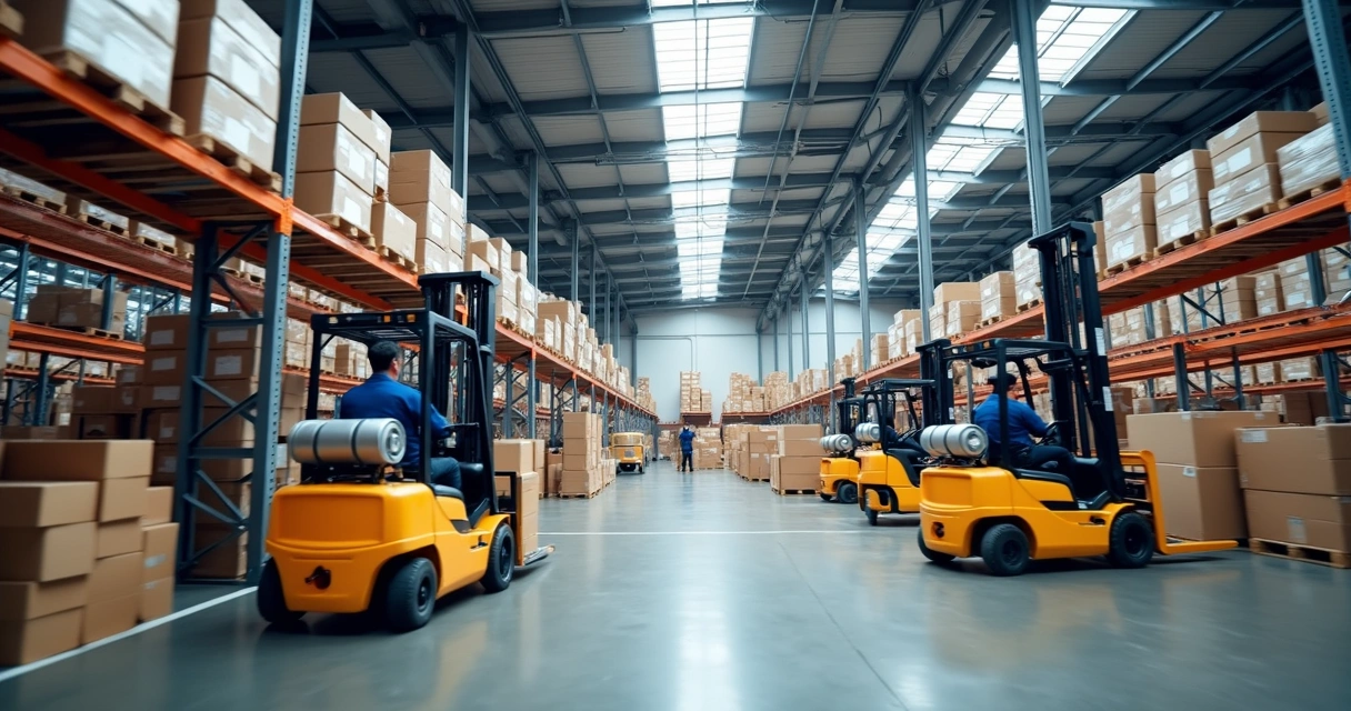 Centro de distribuição logístico movimentado em São Paulo 