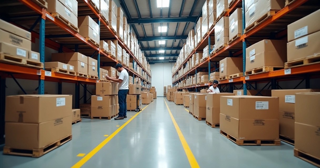 Centro de distribuição com pedidos sendo separados em São Paulo 