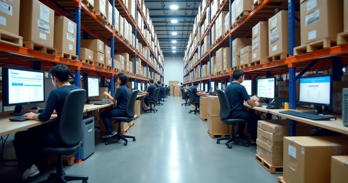 Centro de distribuição com pedidos sendo separados em São Paulo 