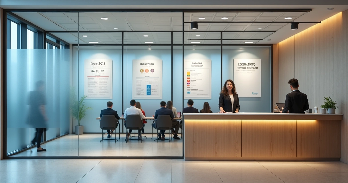 Ambiente moderno de centro aplicador de teste de inglês 