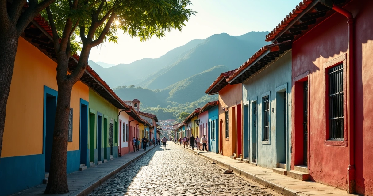 Rua de pedra e casarios coloniais do centro histórico de Paraty 