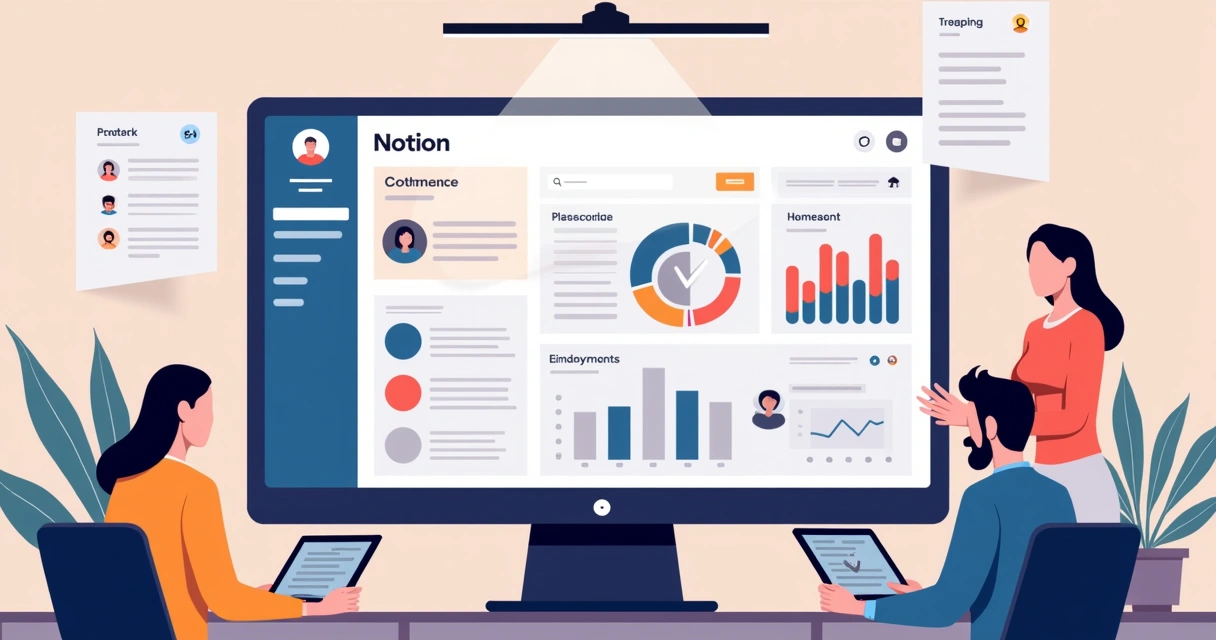 Visual central de informações organizadas no Notion 