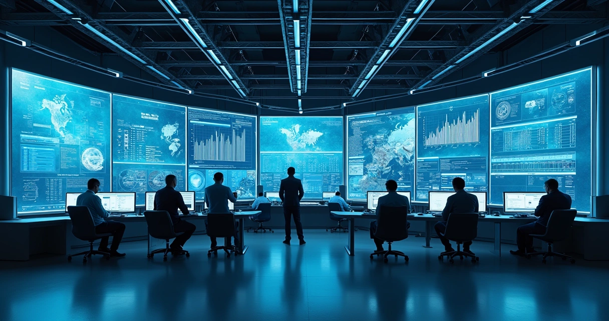 Sala de controle de centro de serviços compartilhados em indústria 