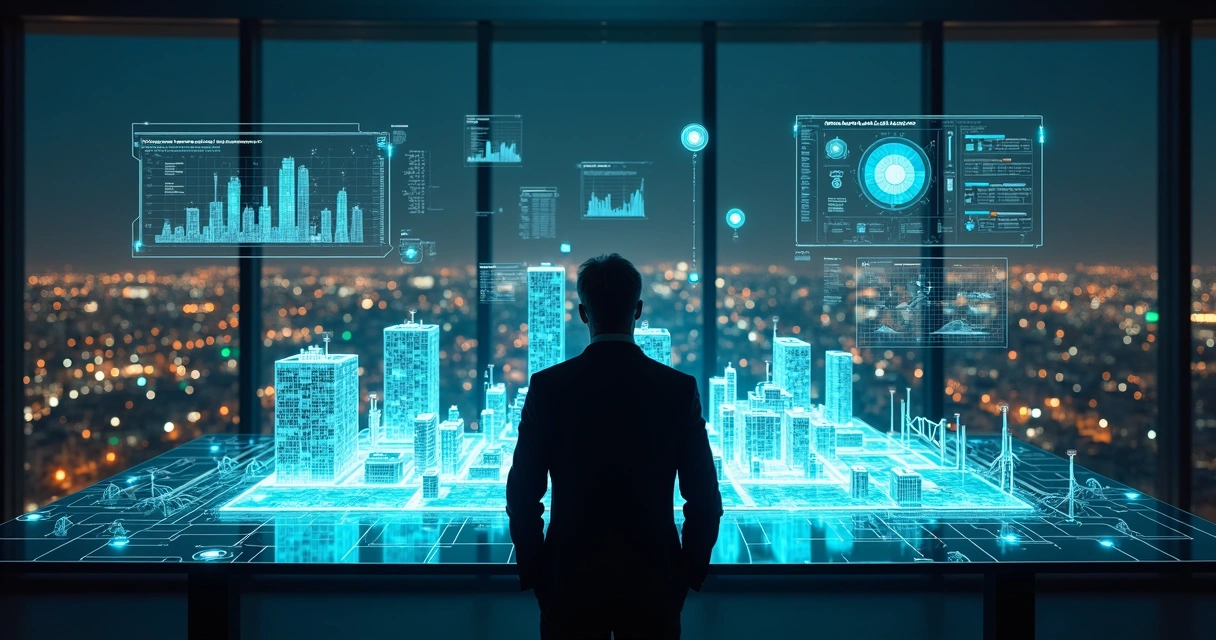 CEO observa modelo holográfico de negócios orientado por inteligência artificial 