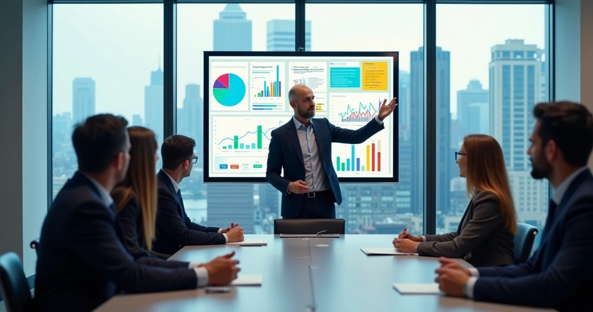 CEO apresentando estratégia de negócios para equipe 