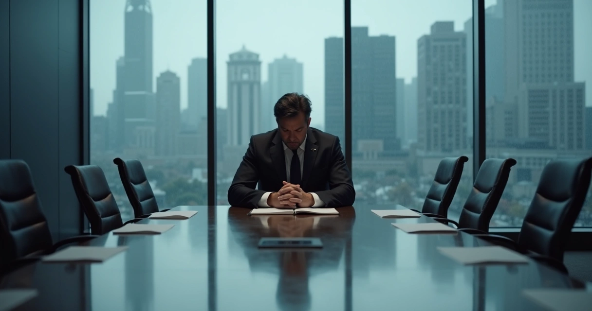 CEO em reflexão antes de reunião de crise