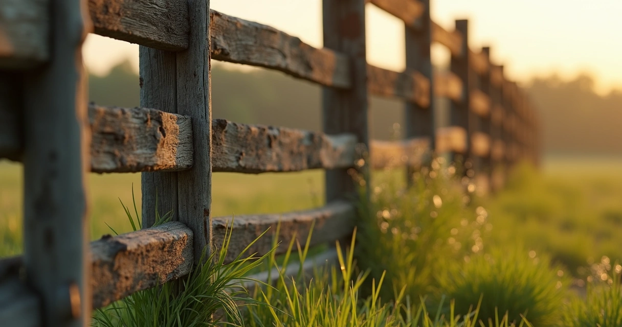 Cerca de haras de madeira com detalhes em metal enferrujado 
