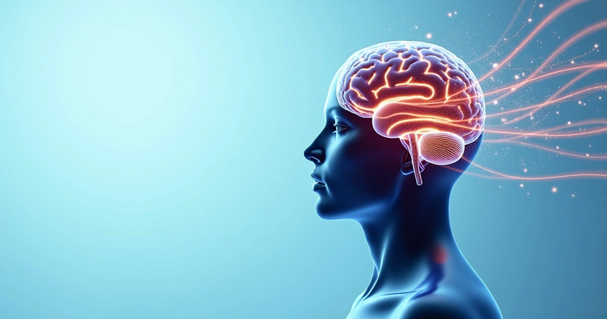 Ilustração do cérebro humano com linhas que simbolizam respiração nasal ativa 