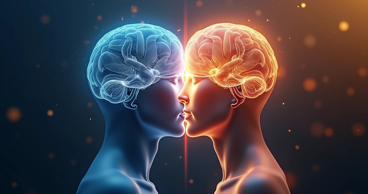 Cerebro y corazón iluminados equilibrando emociones y razón 