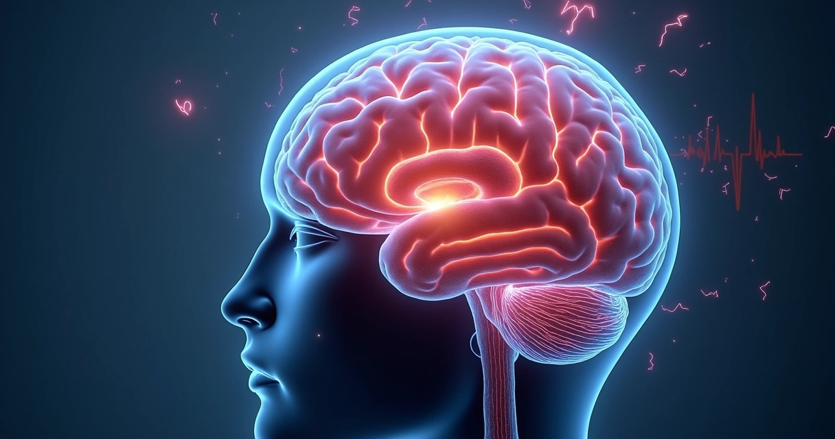 Ilustração de cérebro humano com áreas ativadas pelo estresse