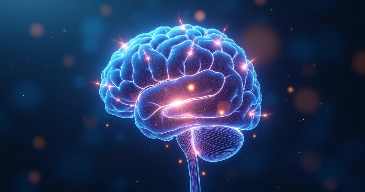 Representación visual abstracta de un cerebro con caminos luminosos ramificados 