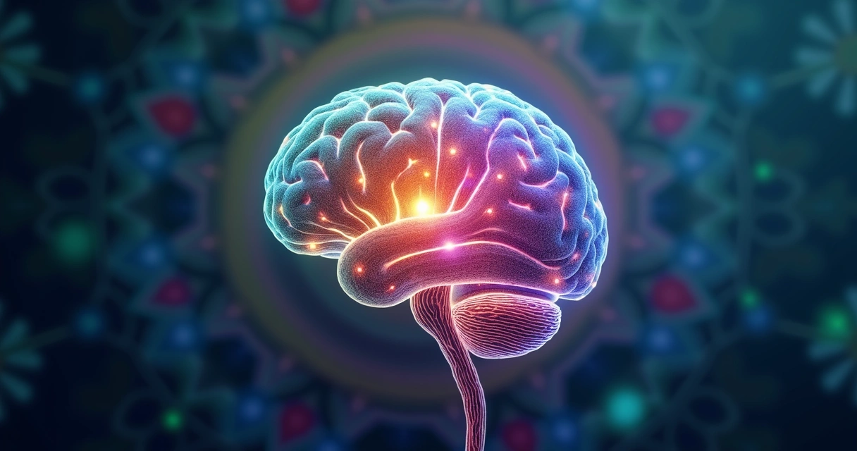 Cerebro humano iluminado durante la meditación 
