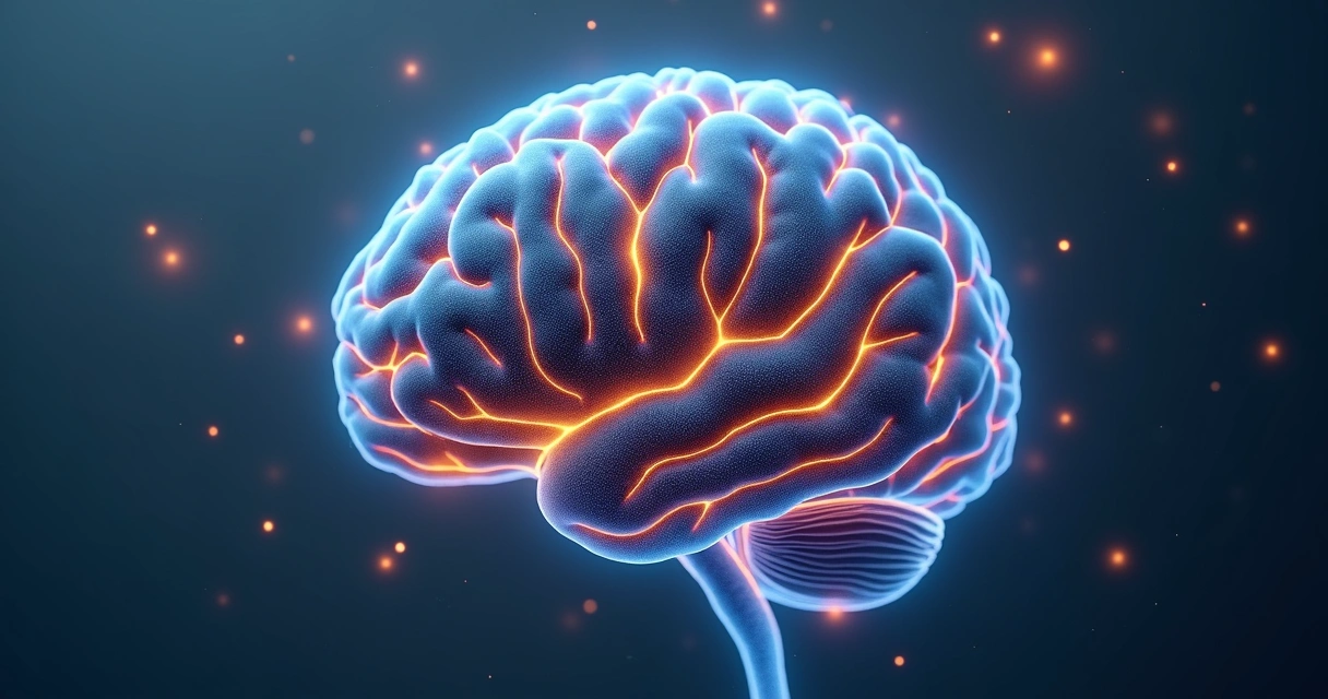 Cerebro humano con conexiones neuronales brillantes 