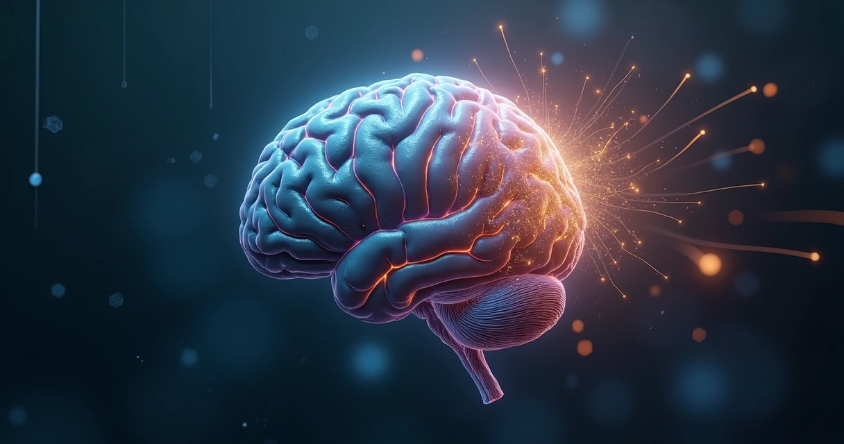 Cérebro humano em transformação com conexões neurais luminosas 