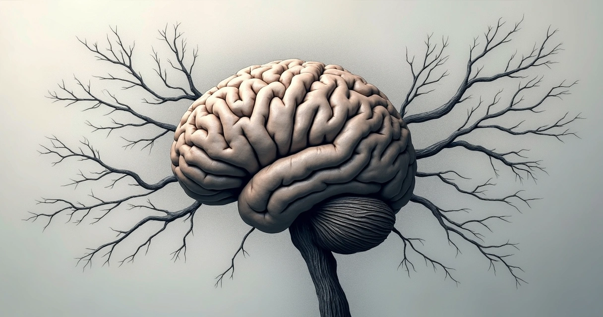 Cerebro humano del que salen ramas y caminos, simbolizando distintas líneas de reflexión interna