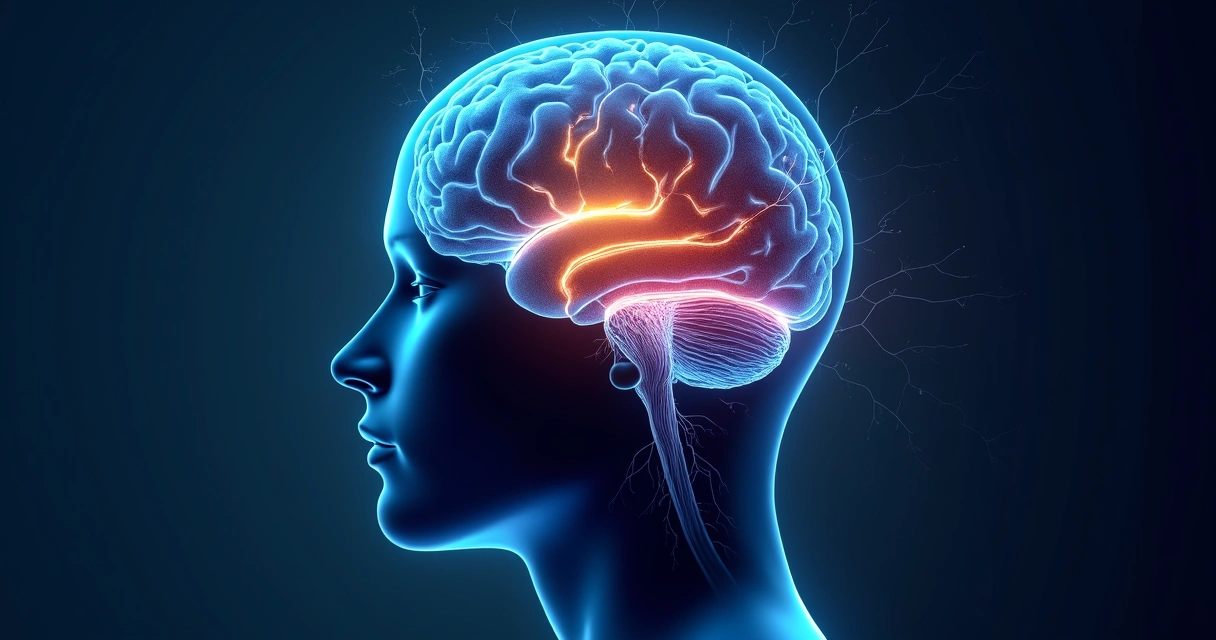 Cérebro humano com três caminhos luminosos diferentes 
