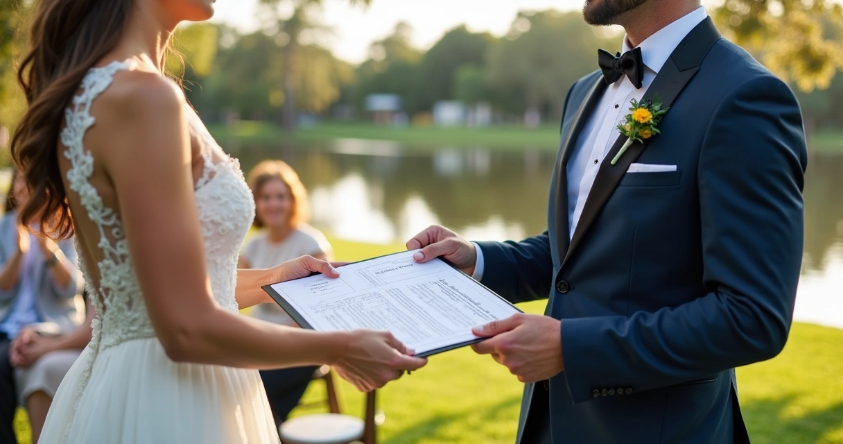 Casamento brasileiro na Flórida com documentos à mostra 