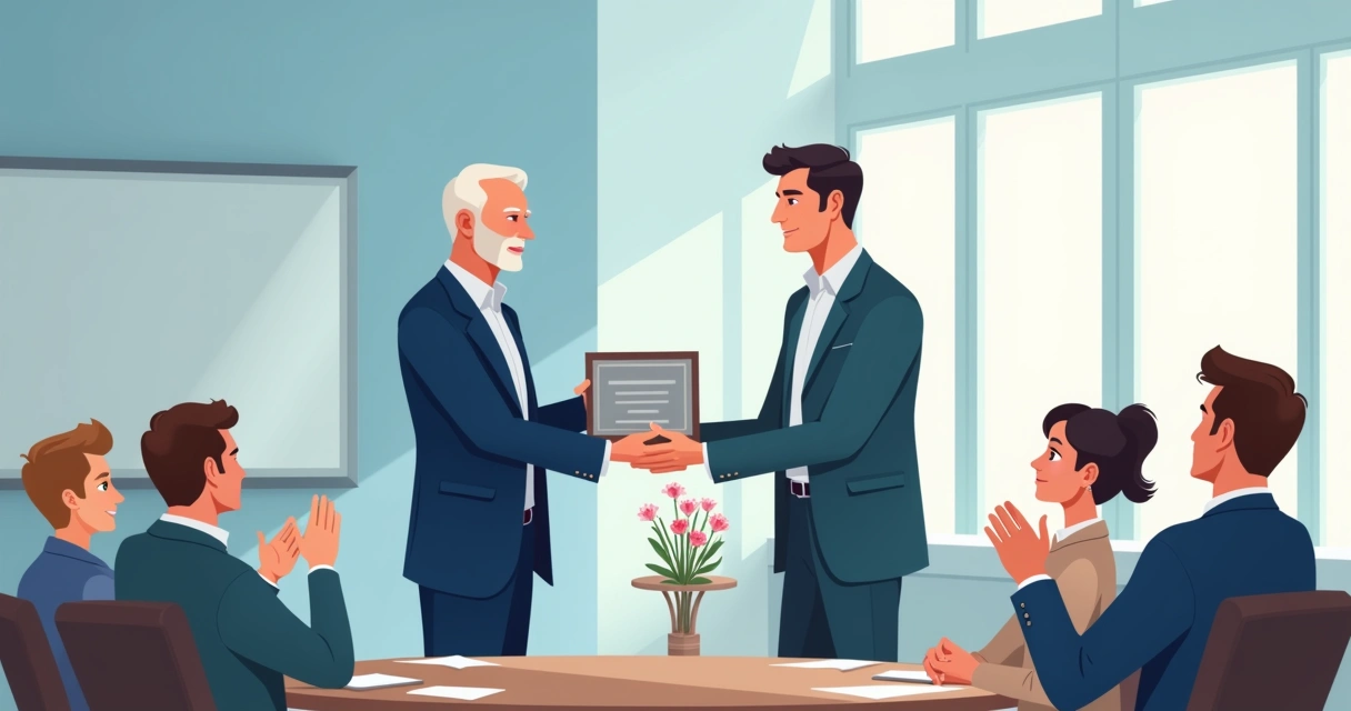 Cerimônia corporativa com entrega de placa de homenagem