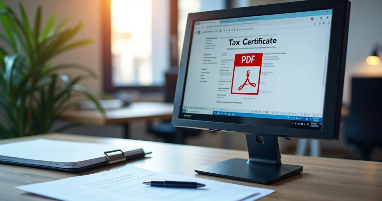 Certidão digital pronta para download na tela do computador 