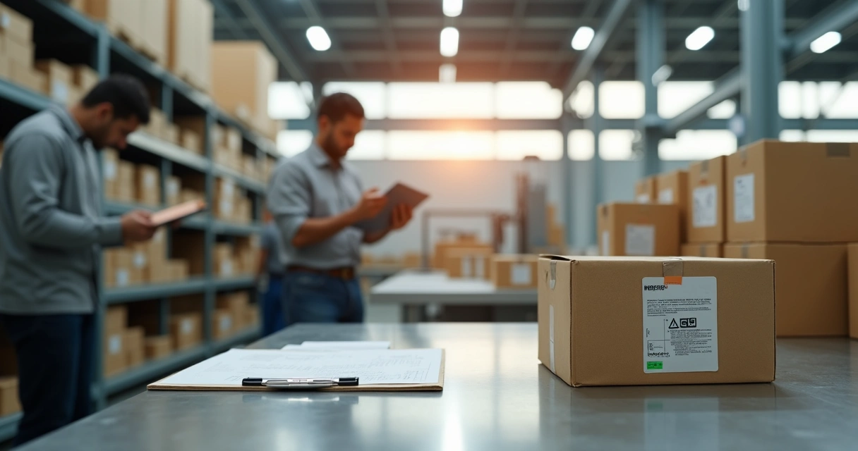Pequena fábrica com produto exibindo selo de certificação 