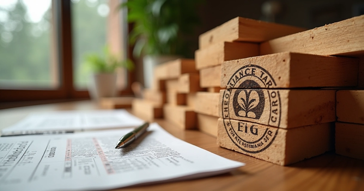 Selo de certificação FSC impresso em madeira serrada 