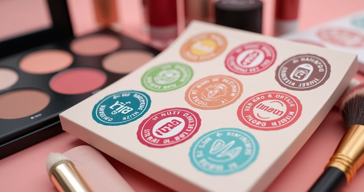 Selos de certificações veganas impressos em embalagens de maquiagem