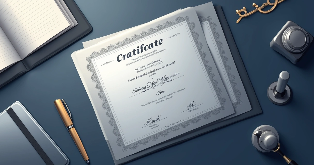 Certificado em aço inox sobre mesa corporativa com detalhes de personalização 