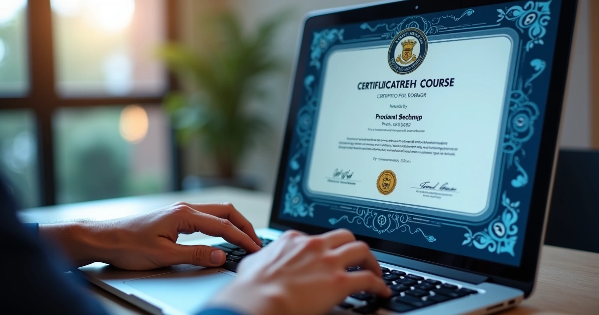 Certificado digital sendo emitido em tela de computador para cursos técnicos 