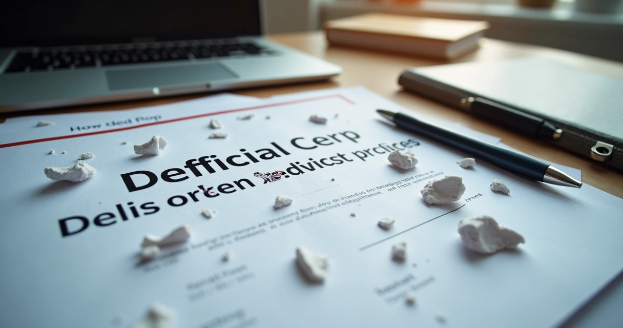 Certificado oficial de destruição de documentos em uma mesa 