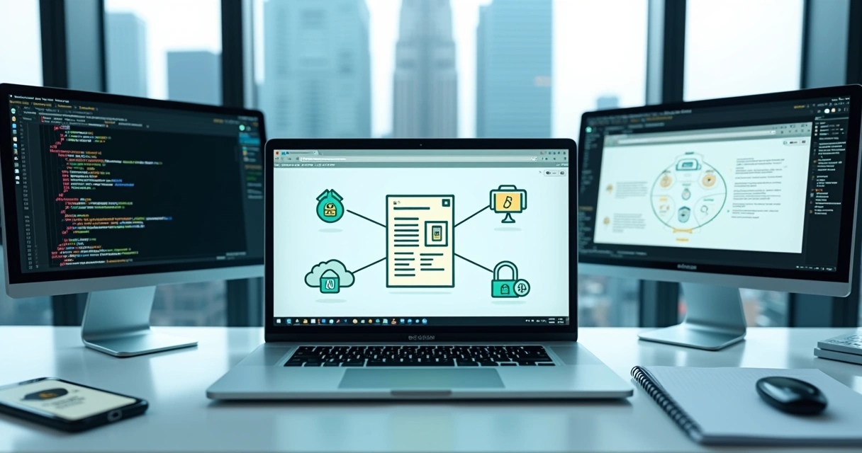 Painel SaaS em notebook mostrando certificado digital A1 na nuvem conectado à API 