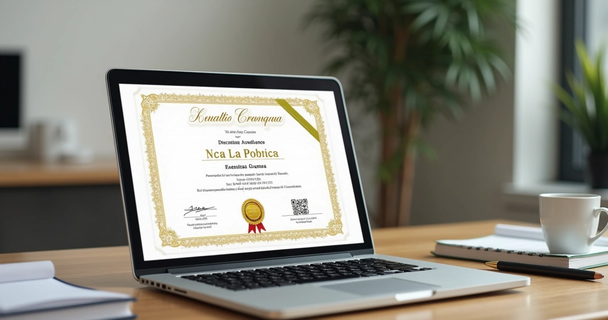 Certificado digital exibido em notebook com campos de validação 