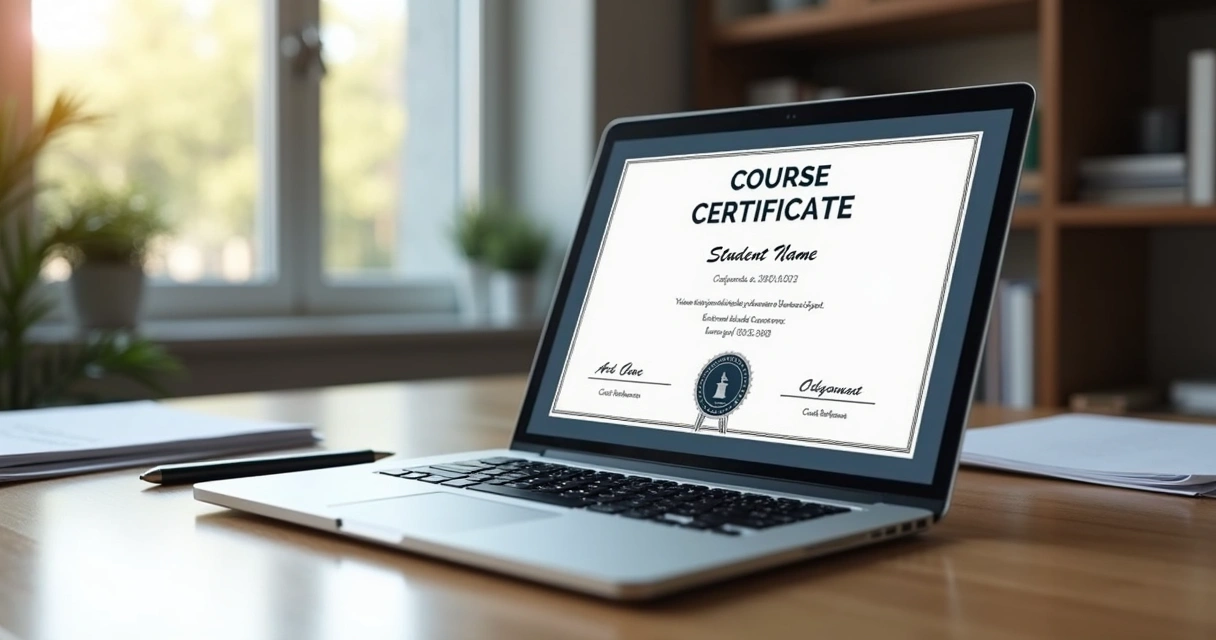 Certificado digital exibido em notebook com documentos ao lado