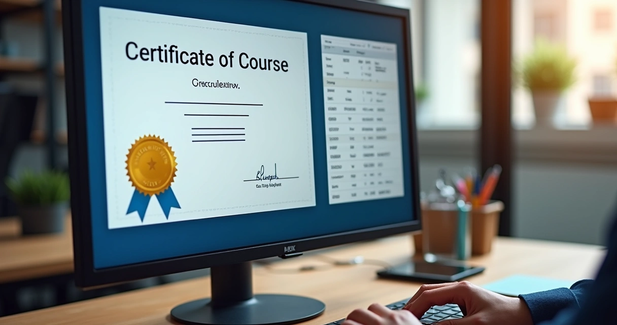 Certificado digital de conclusão de curso sendo emitido em tela de computador
