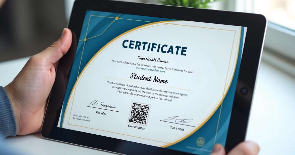 Certificado digital de curso exibindo QR Code 