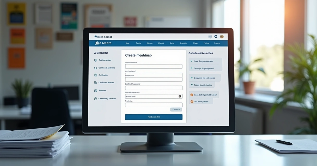 Tela de computador exibindo sistema e-CAC da Receita Federal com criação de código e serviços digitais fiscais visíveis 