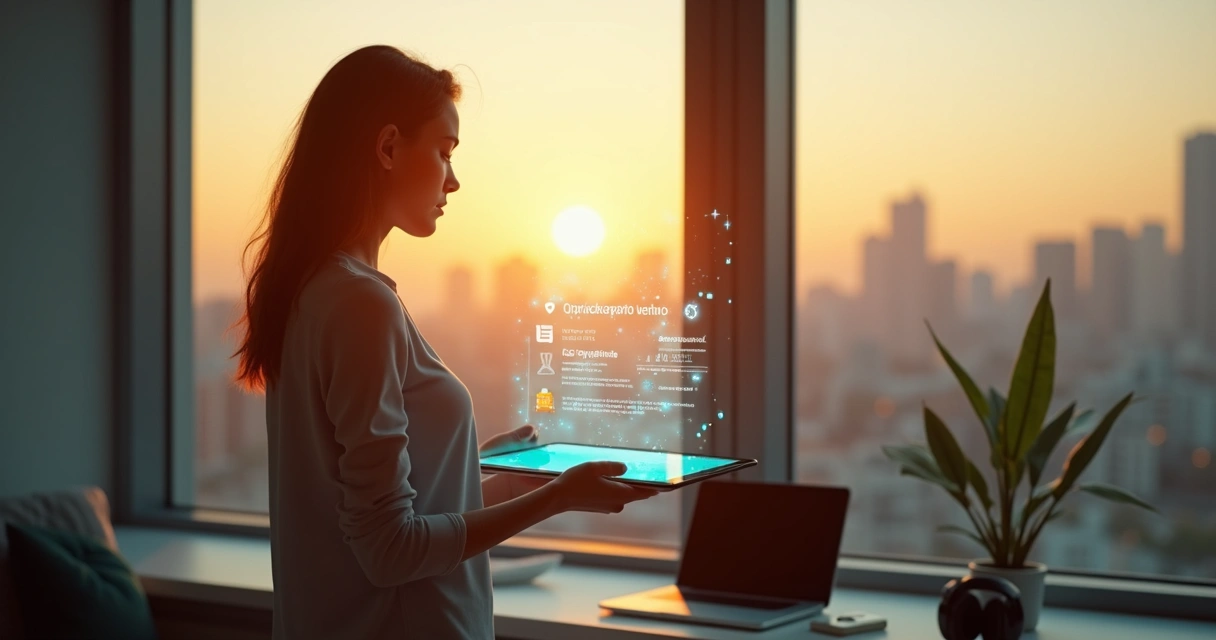 Pessoa segurando certificado digital em tela holográfica 