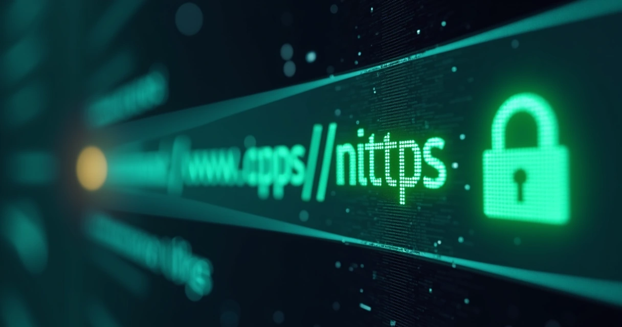 Ícone de cadeado com URL segura em HTTPS 