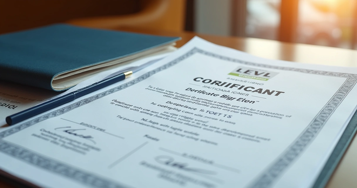 Certificados de inglês com um portfólio e notas em destaque