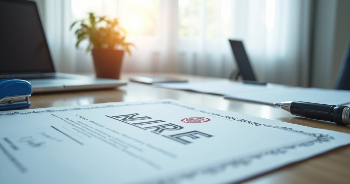 Certificado representando o NIRE em cima de uma mesa de escritório